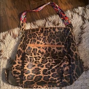 Faux leather leopard purse/backpack